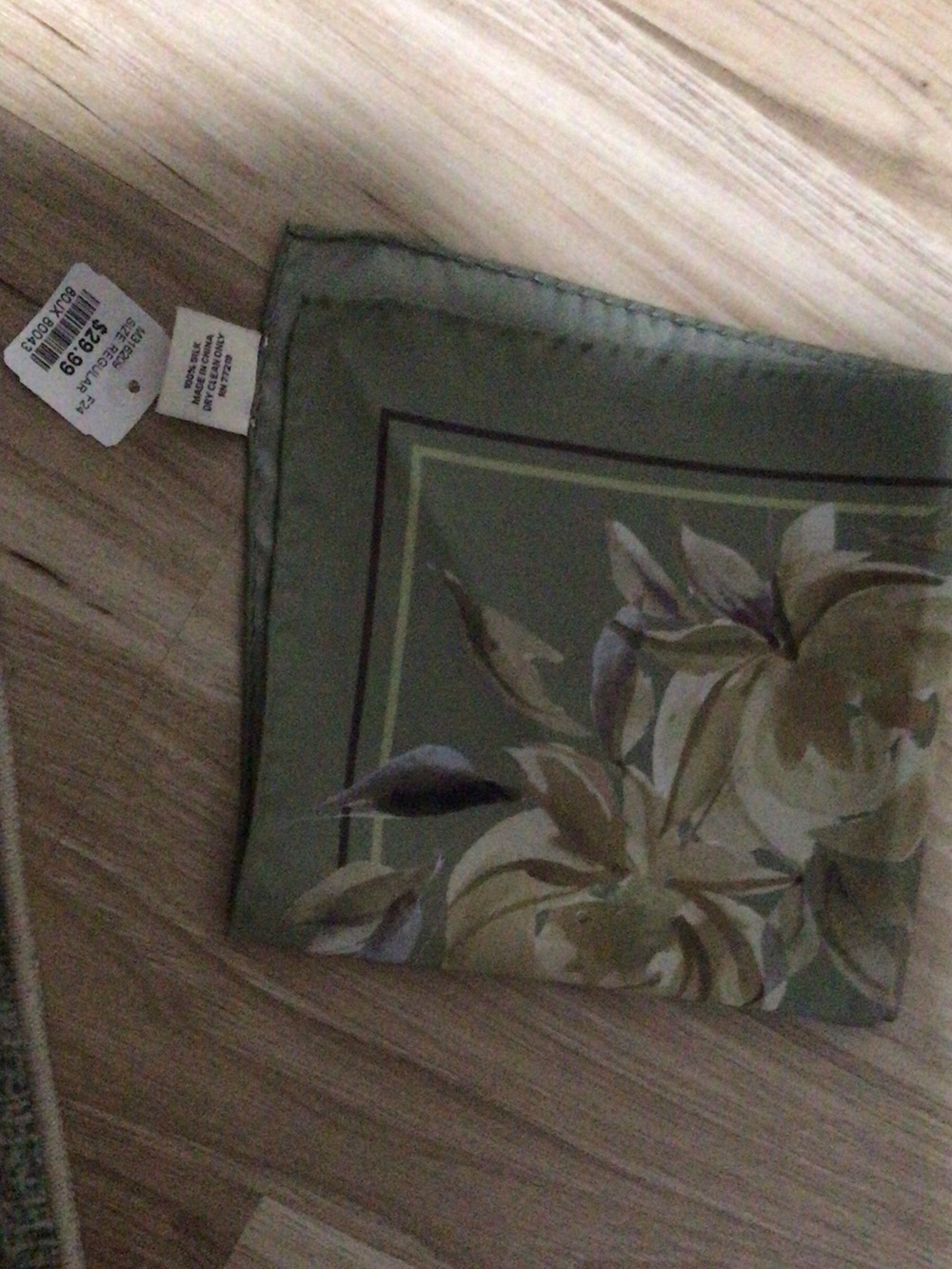 Joseph Abboud Olive Green Floral Pocket Square